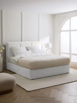 Clearance Westwing Collection Lit à sommier tapissier Oberon Tissu beige clair