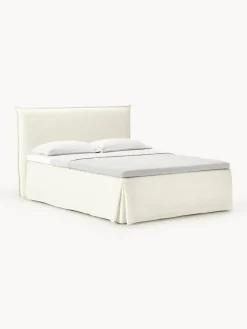 Clearance Westwing Collection Lit à sommier tapissier Viola Tissu blanc cassé
