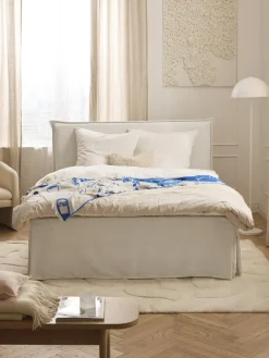 Clearance Westwing Collection Lit à sommier tapissier Viola Tissu blanc cassé