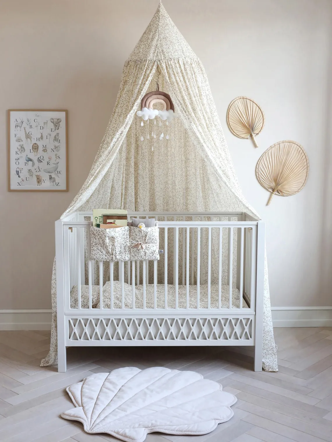 New Cam Cam Copenhagen Lit de bébé ajustable Harlequin, 60 x 120 cm Pin, peinture blanche