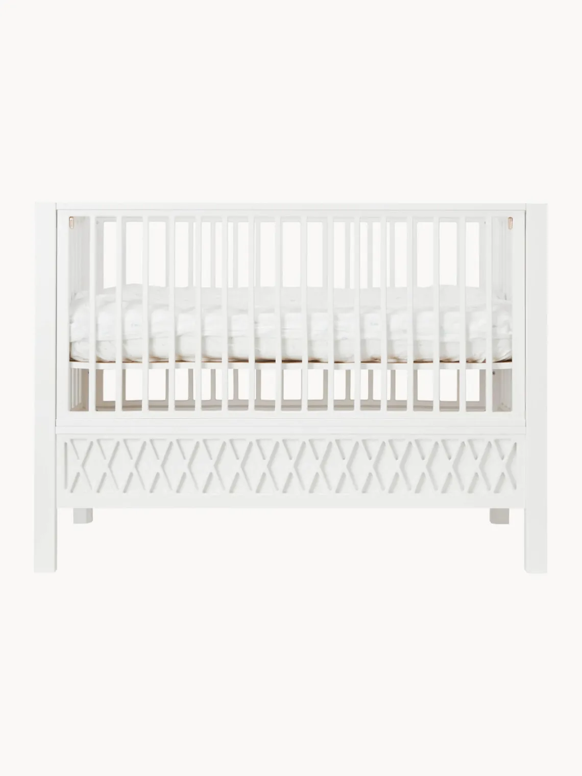 New Cam Cam Copenhagen Lit de bébé ajustable Harlequin, 60 x 120 cm Pin, peinture blanche