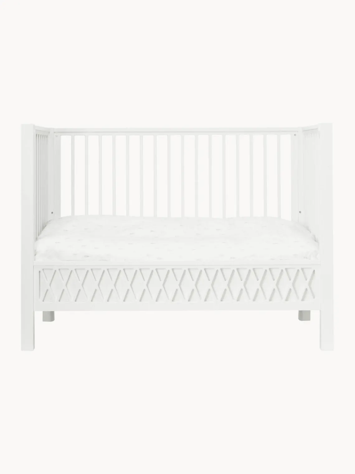 New Cam Cam Copenhagen Lit de bébé ajustable Harlequin, 60 x 120 cm Pin, peinture blanche