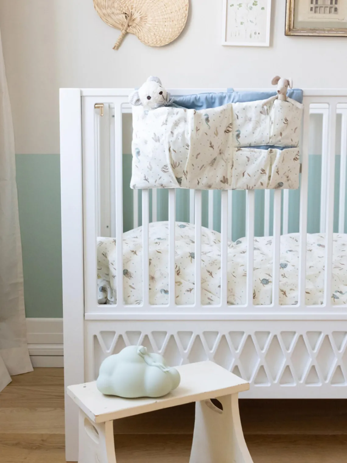 New Cam Cam Copenhagen Lit de bébé ajustable Harlequin, 60 x 120 cm Pin, peinture blanche