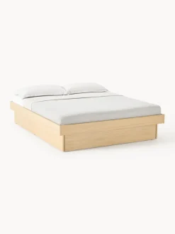 Fashion Westwing Collection Lit en bois avec rangement Sato Bois de chêne, clair