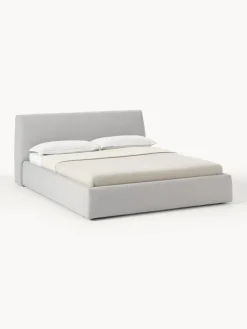 Best Westwing Collection Lit matelassé avec rangement Cloud Tissu gris clair