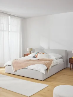 Best Westwing Collection Lit matelassé avec rangement Cloud Tissu gris clair