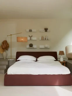 Best Westwing Collection Lit matelassé avec rangement Cloud Tissu lie de vin