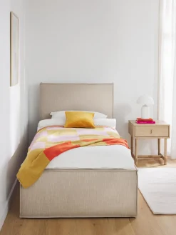 Best Westwing Collection Lit matelassé avec rangement Dream Tissu beige