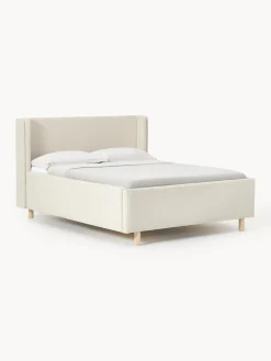 Best Westwing Collection Lit matelassé avec rangement Arche Tissu blanc cassé