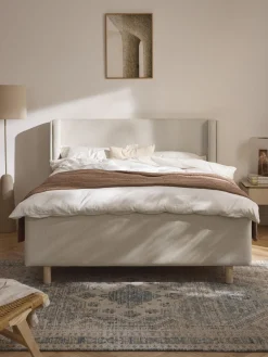 Best Westwing Collection Lit matelassé avec rangement Arche Tissu blanc cassé