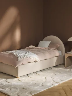 Best Westwing Collection Lit matelassé Ebba Tissu beige foncé