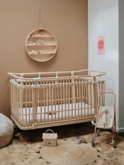 Clearance Bermbach Lit pour bébé artisanal en rotin Paul