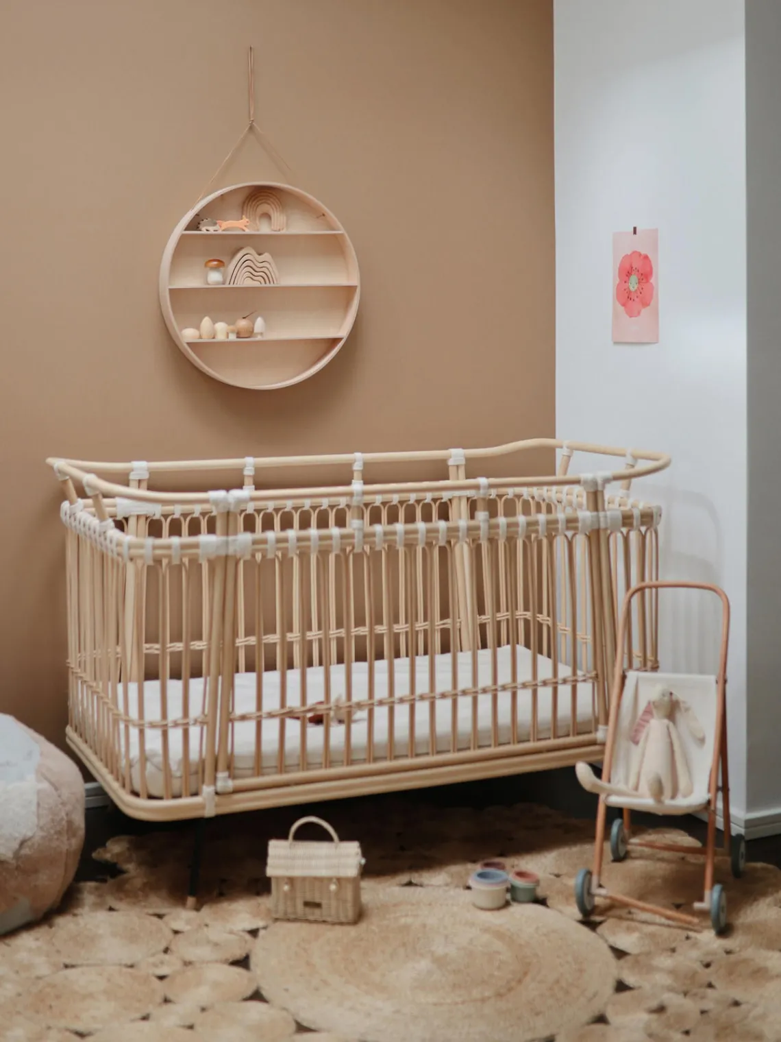 Clearance Bermbach Lit pour bébé artisanal en rotin Paul