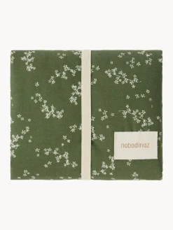 New Nobodinoz Matelas à langer en coton bio Stories Vert foncé, blanc cassé