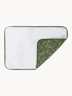 New Nobodinoz Matelas à langer en coton bio Stories Vert foncé, blanc cassé