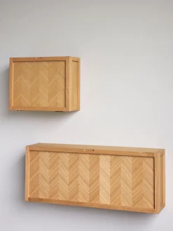 Discount Hübsch Meuble à chaussures en bois avec motif à chevrons Herringbone