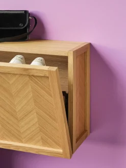 Discount Hübsch Meuble à chaussures en bois avec motif à chevrons Herringbone