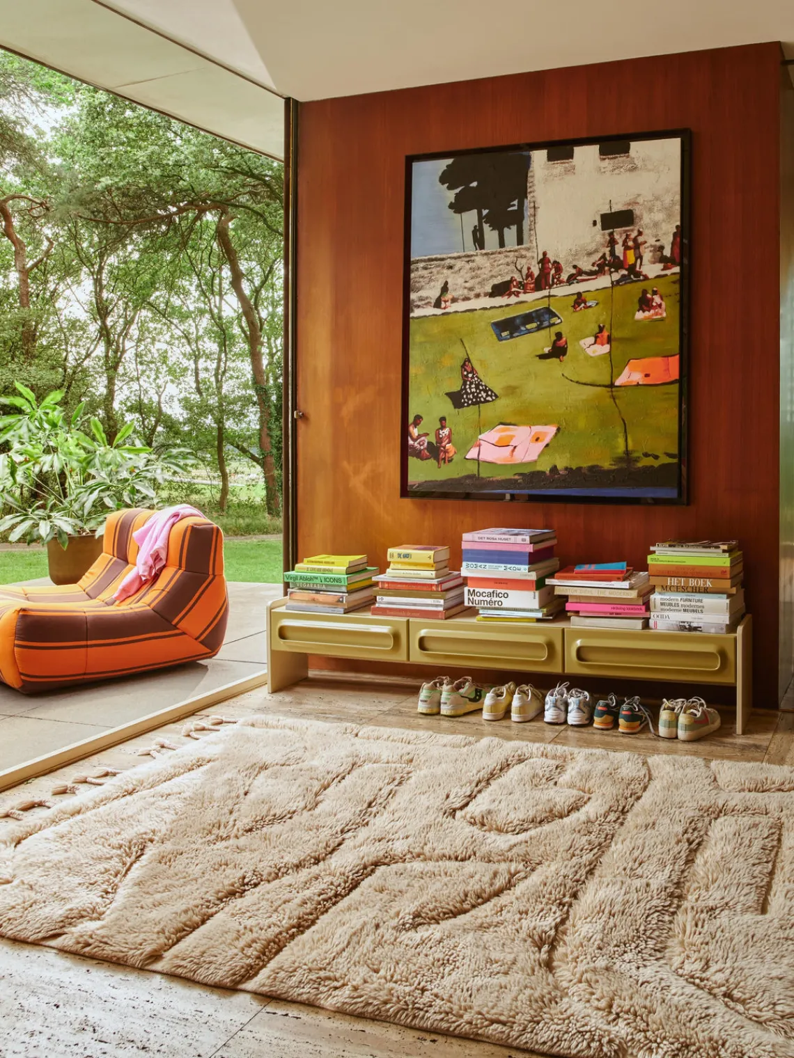Discount HKLIVING Meuble TV bas Space Vert olive, beige clair