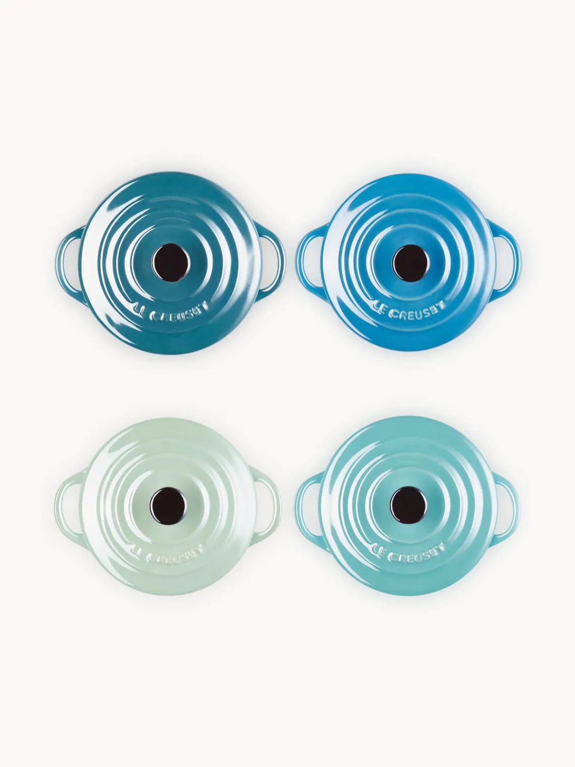 New LE CREUSET Mini-cocottes Cocotte Mini, 4 élém. Tons bleus, noir