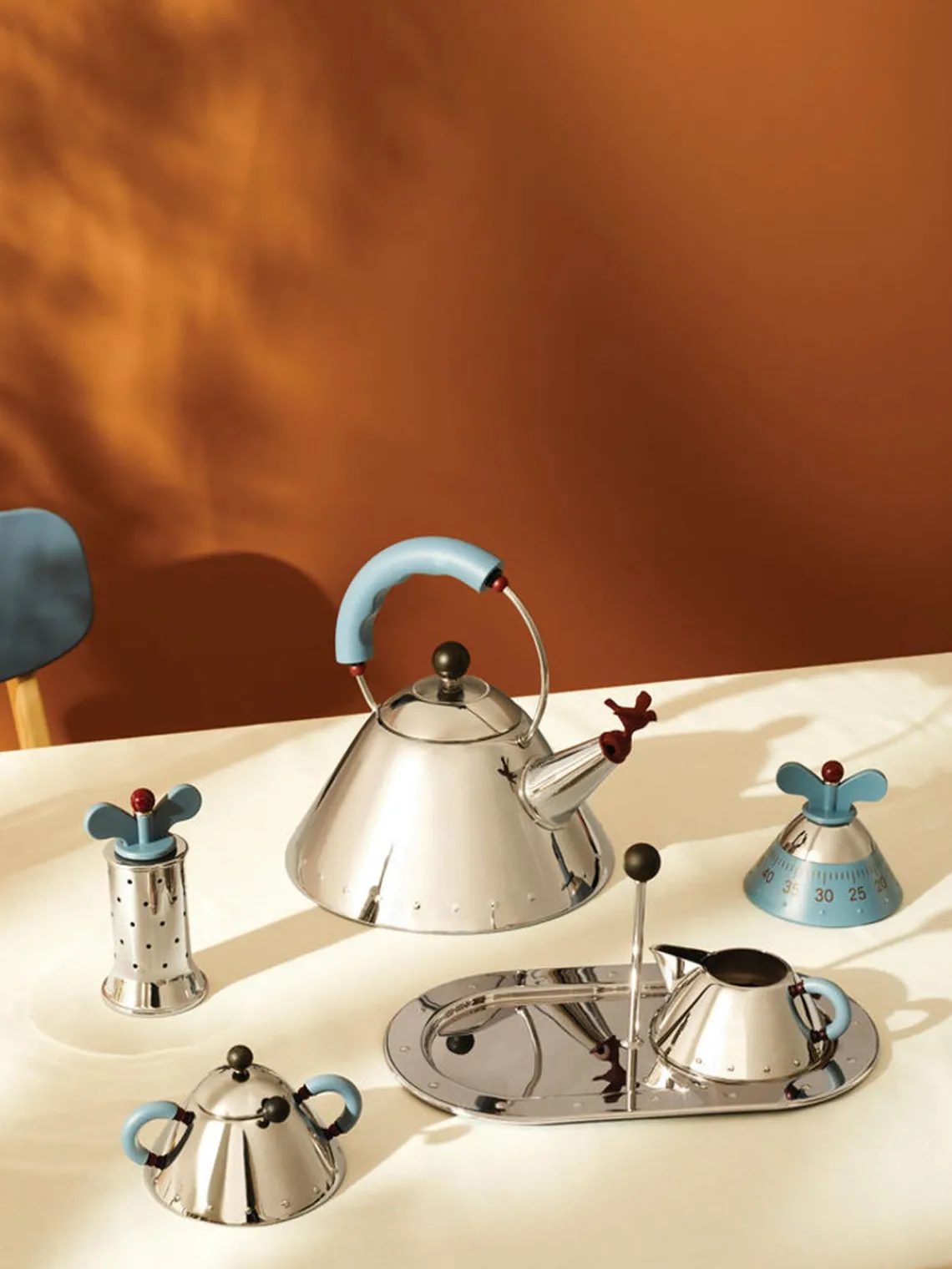 Fashion ALESSI Minuteur de cuisine Happy Gris-bleu, argenté