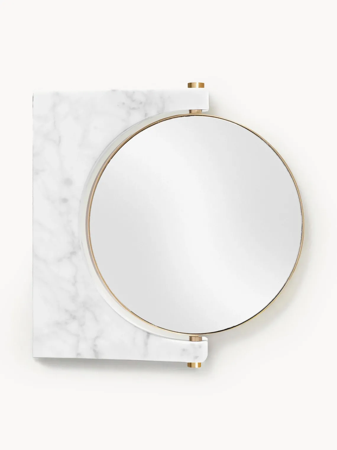 Outlet Audo Copenhagen Miroir de maquillage mural rond en marbre Pepe Gris clair marbré, laiton