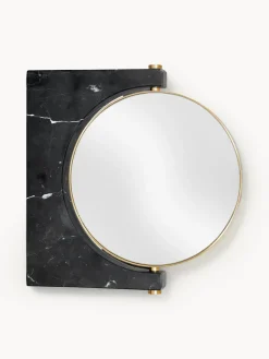 Best Audo Copenhagen Miroir de maquillage mural rond en marbre Pepe Noir marbré, laiton