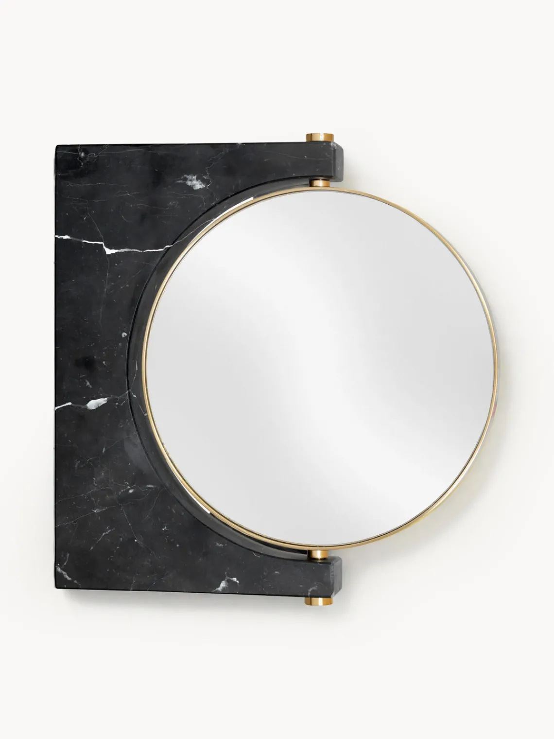 Best Audo Copenhagen Miroir de maquillage mural rond en marbre Pepe Noir marbré, laiton