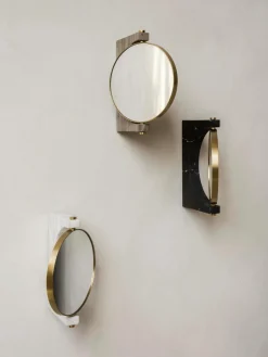 Best Audo Copenhagen Miroir de maquillage mural rond en marbre Pepe Noir marbré, laiton