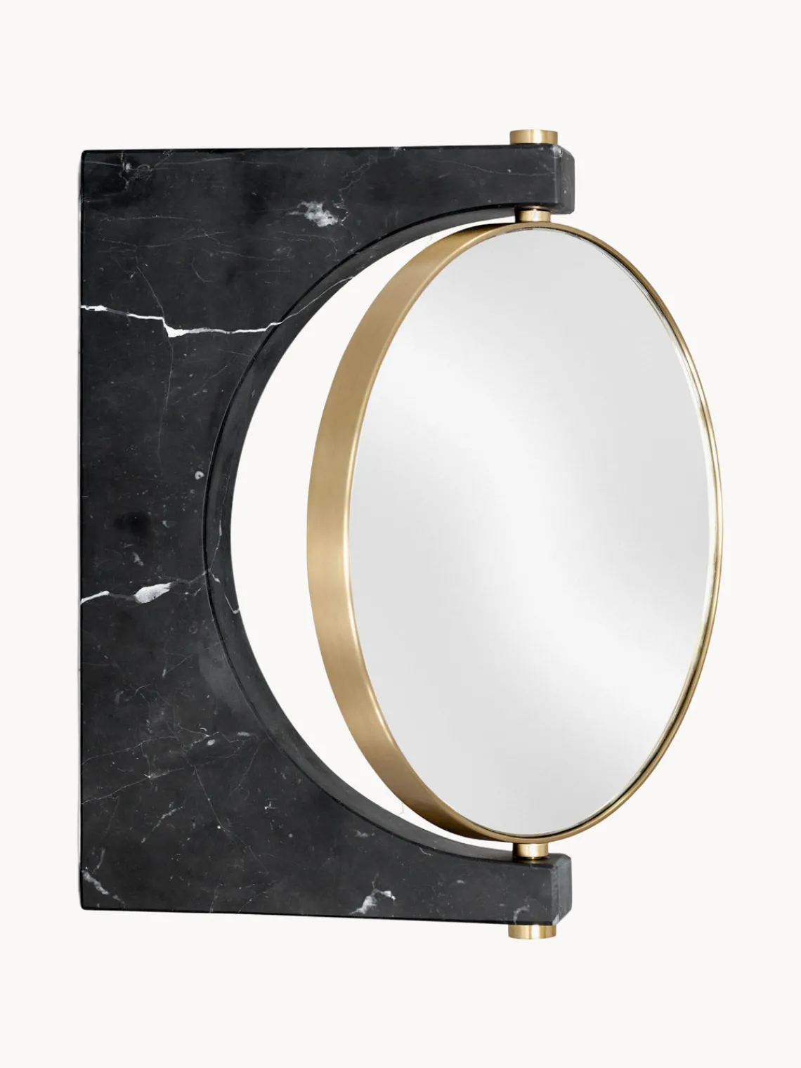Best Audo Copenhagen Miroir de maquillage mural rond en marbre Pepe Noir marbré, laiton