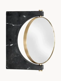 Best Audo Copenhagen Miroir de maquillage mural rond en marbre Pepe Noir marbré, laiton