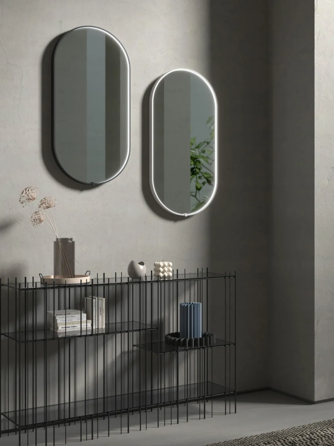 Outlet Vanita&Casa Miroir mural LED ovale Avior Noir