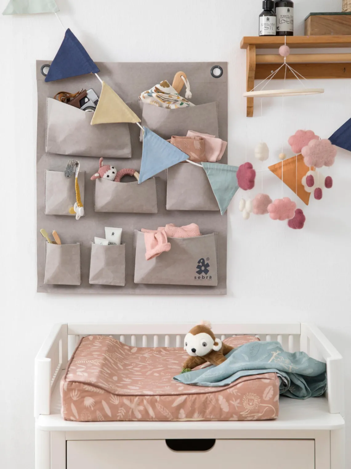 Best Sebra Mobile pour bébé artisanal Clouds Tons roses
