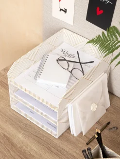 New Bigso Box of Sweden Modules de classement Trey Blanc cassé, doré
