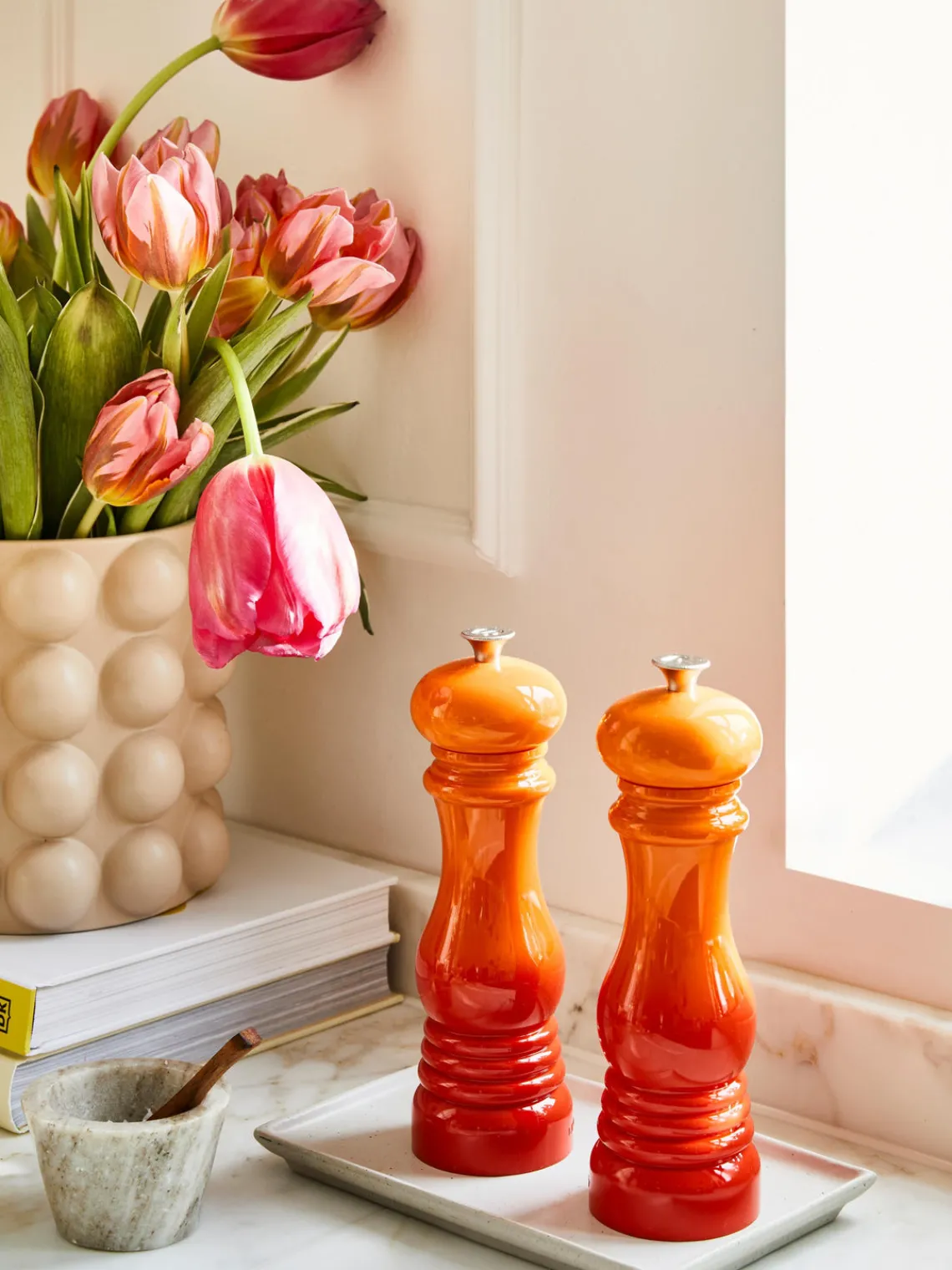 Clearance LE CREUSET Moulin à sel avec broyeur en céramique Creuset Rouge, orange, haute brillance