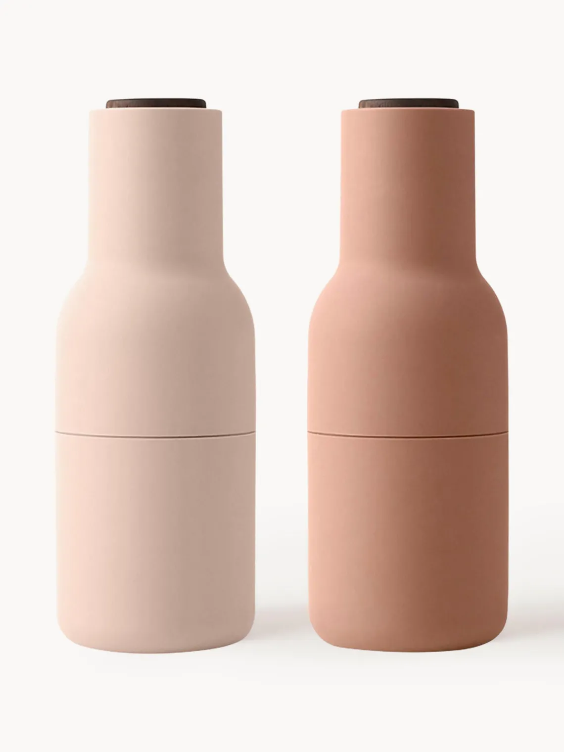 Clearance Audo Copenhagen Moulin à sel et à poivre design avec couvercle en noyer Bottle Grinder, 2 élém. Pêche, vieux rose, bois de noyer