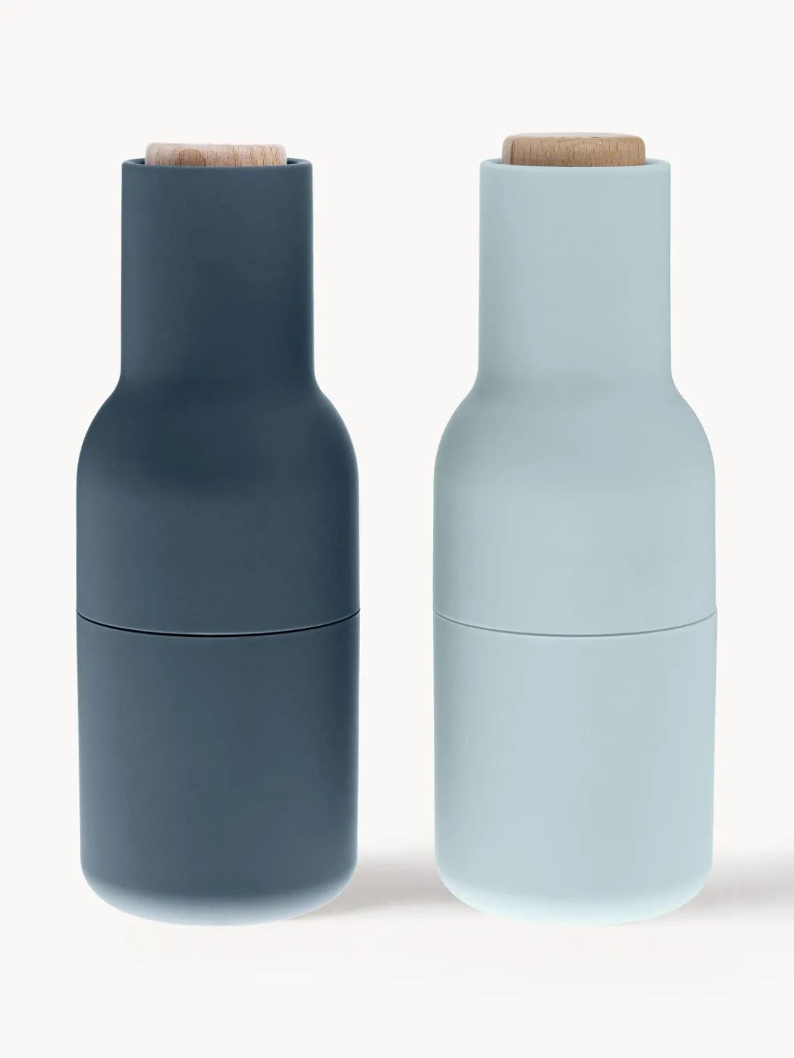 New Audo Copenhagen Moulin à sel et à poivre design avec couvercle en hêtre Bottle Grinder, 2 élém. Bleu foncé, bleu ciel, bois de hêtre