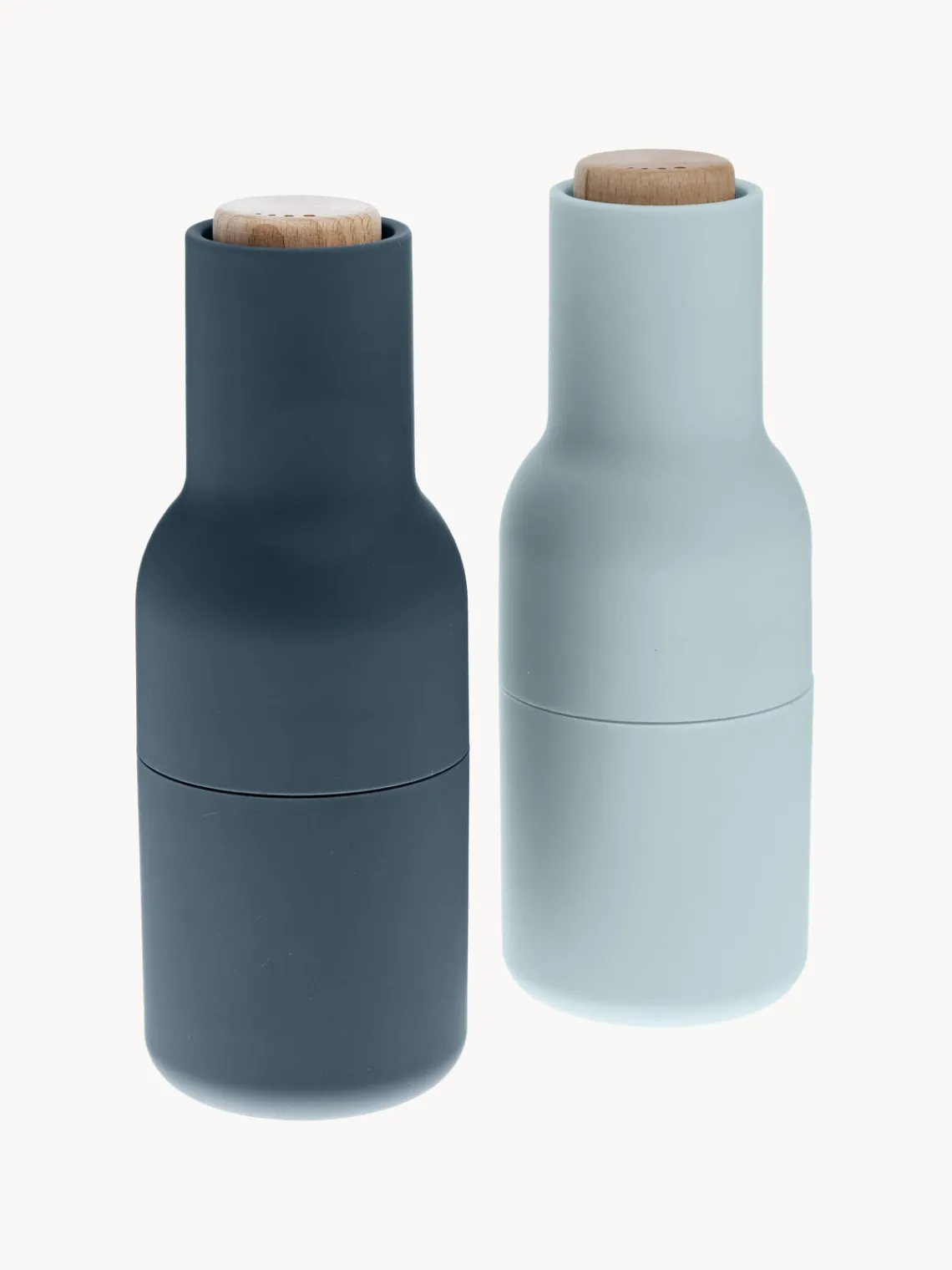 New Audo Copenhagen Moulin à sel et à poivre design avec couvercle en hêtre Bottle Grinder, 2 élém. Bleu foncé, bleu ciel, bois de hêtre