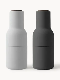 Fashion Audo Copenhagen Moulin à sel et à poivre design avec couvercle en noyer Bottle Grinder, 2 élém. Blanc, gris foncé, bois de noyer