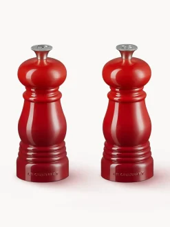 New LE CREUSET Moulins à sel et à poivre avec broyeur en céramique Creuset, 2 élém. Tons rouges haute brillance, argenté