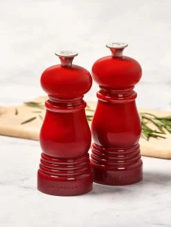 New LE CREUSET Moulins à sel et à poivre avec broyeur en céramique Creuset, 2 élém. Tons rouges haute brillance, argenté