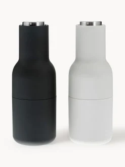 Clearance Audo Copenhagen Moulins à sel et à poivre design avec couvercle en acier inoxydable Bottle Grinder, 2 élém. Anthracite, gris clair, argenté