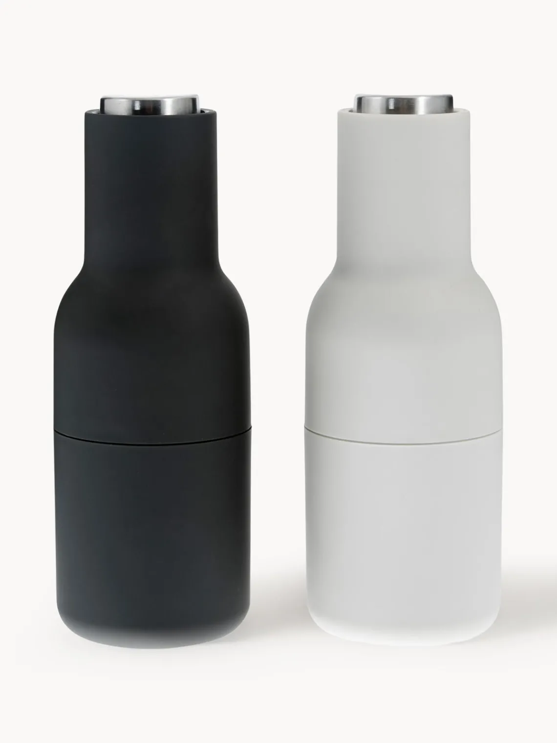 Clearance Audo Copenhagen Moulins à sel et à poivre design avec couvercle en acier inoxydable Bottle Grinder, 2 élém. Anthracite, gris clair, argenté