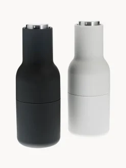 Clearance Audo Copenhagen Moulins à sel et à poivre design avec couvercle en acier inoxydable Bottle Grinder, 2 élém. Anthracite, gris clair, argenté