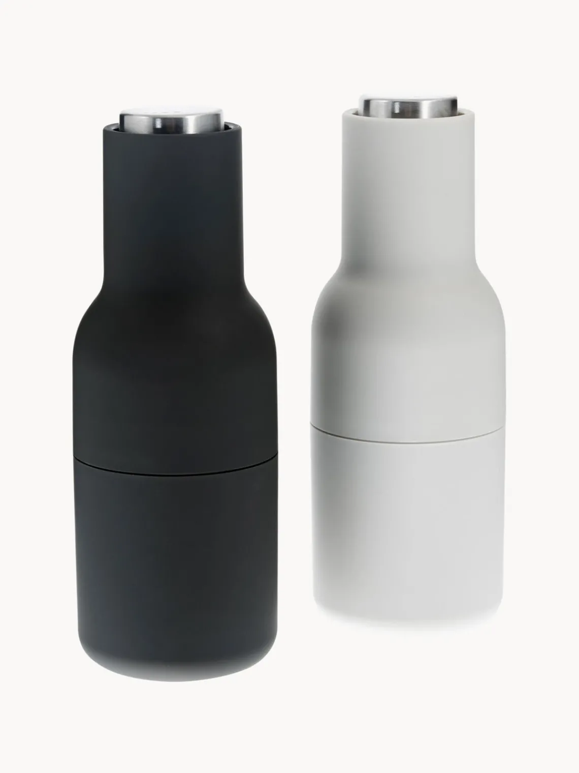 Clearance Audo Copenhagen Moulins à sel et à poivre design avec couvercle en acier inoxydable Bottle Grinder, 2 élém. Anthracite, gris clair, argenté