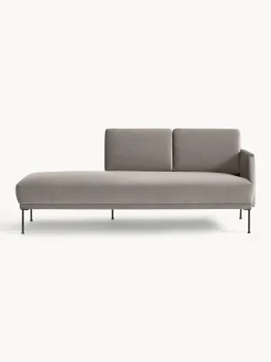 Best Westwing Collection Méridienne en velours Fluente Velours grège