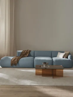 Discount Westwing Collection Méridienne XL modulable en bouclette Sofia Bouclette bleue