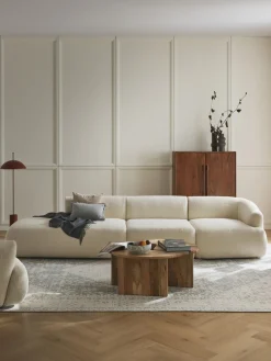 Discount Westwing Collection Méridienne XL modulable en tissu peluche Sofia Peluche blanc cassé