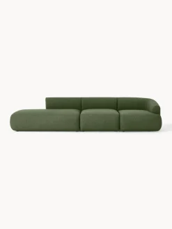 Fashion Westwing Collection Méridienne XL modulable en bouclette Sofia Bouclette vert foncé