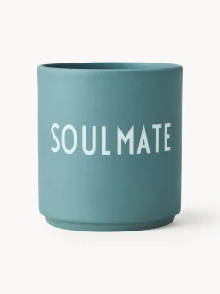 Clearance DESIGN LETTERS Mug design en porcelaine Favourite SOULMATE Vert de jade, mat, blanc
