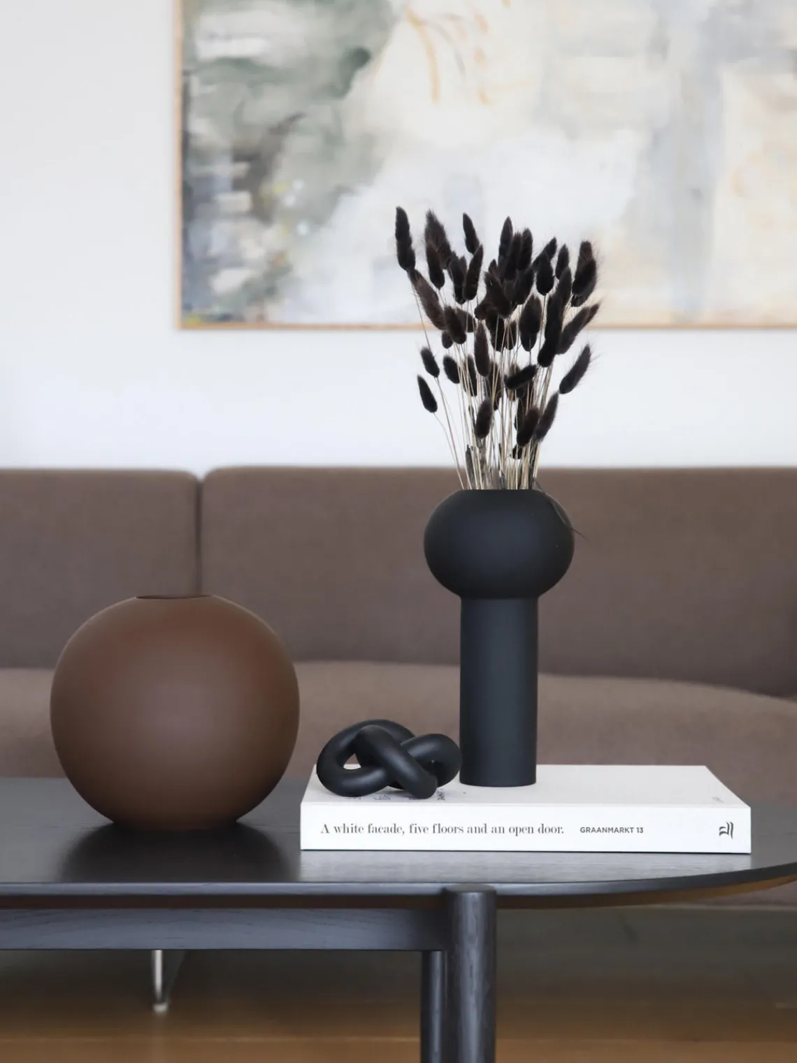Best Cooee Design Objet décoratif peint à la main Knot, haut. 6 cm Noir, mat